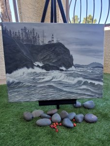 The Splashing Waves on Canvas