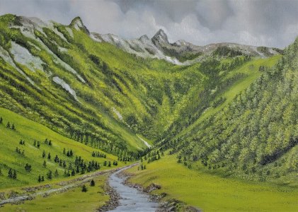Canvas Print of Val Vigezzo Scenic Sweeping Mountain painting
