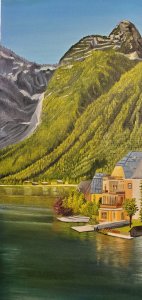 Canvas Print of Original Austria Hallstatt Town Cityscape