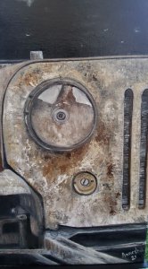 Canvas Print of Original Rusted Jeep Oil Painting