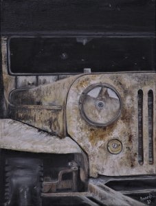 Canvas Print of Original Rusted Jeep Oil Painting