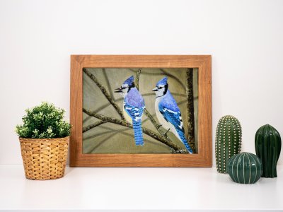 Canvas Print of Original Blue Jay Bird Painting