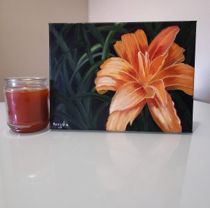 Orange Daylily Wildflower Hand-painted on Canvas