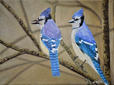 Blue Jay Oil Painting on Canvas