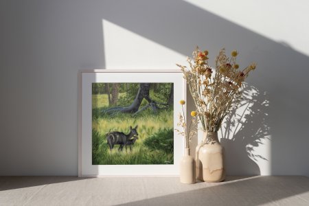 Canvas Prints of the Original The Bond- Mother and Baby Deer