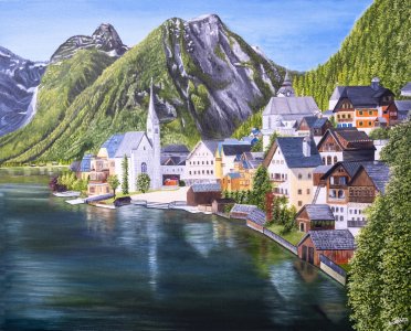 Austria, Hallstatt town Cityscape