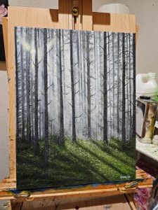 Sunlight into the forest oil painting