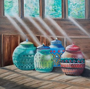 Colorful Jars, Pickle Jars of India, Still Life, Life is Colorful, Small decorative jars